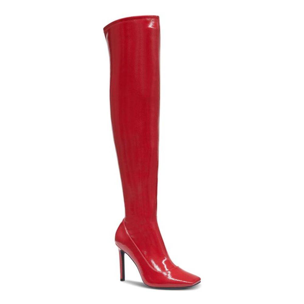 INC Womens Red Flexible Sole Keenah Square Toe Stiletto Zip-Up Boots Shoes 5.5 M